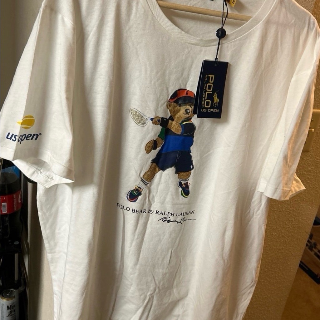 Mens Custom Slim Fit 2024 Us Open Tennis Polo Bear T-Shirt By Polo Ralph Lauren